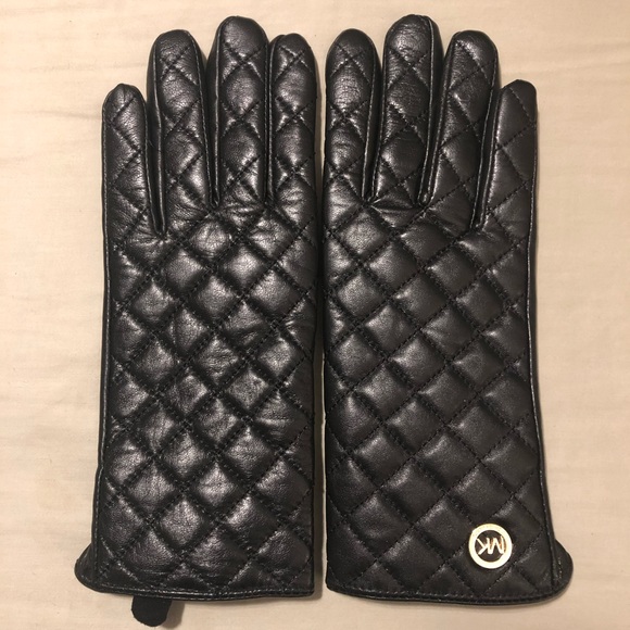 Michael Kors Black Quilted Gloves - Picture 1 of 8